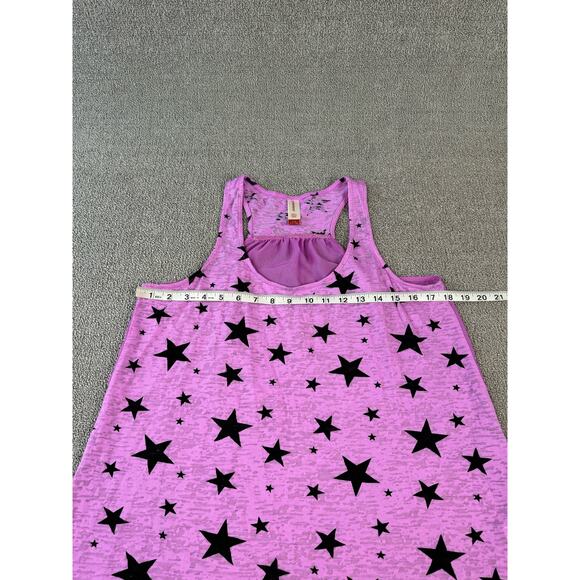 No Boundaries Racerback Tank Top Purple Star Print Sheer Juniors Large - Picture 5 of 6